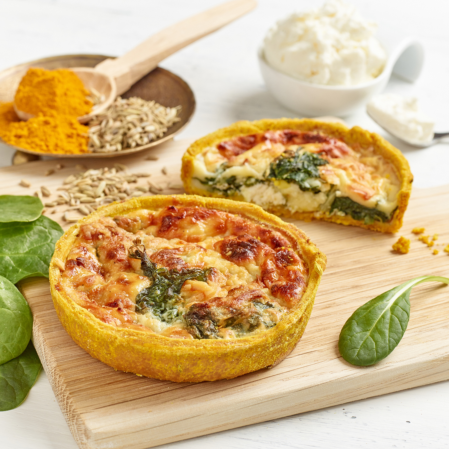 Spinach & Ricotta Quiche in a Turmeric & Fennel Crust Coopers Gourmet